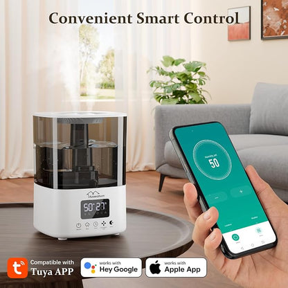 Smart Humidifiers for Bedroom, Top Fill 4L Cool Mist Air Humidifier for Large Room, Essential Oil Diffuser App Control, Fast Symptom Relief, Nightlight, 12H Quiet Runtime for Baby, Plant - Image 4