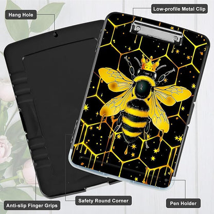 Bee Black Background A4 Clipboard - Image 5