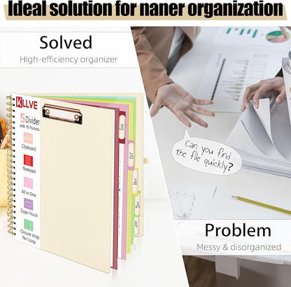 Beige Foldable Spiral Clipboard Folio - Image 6