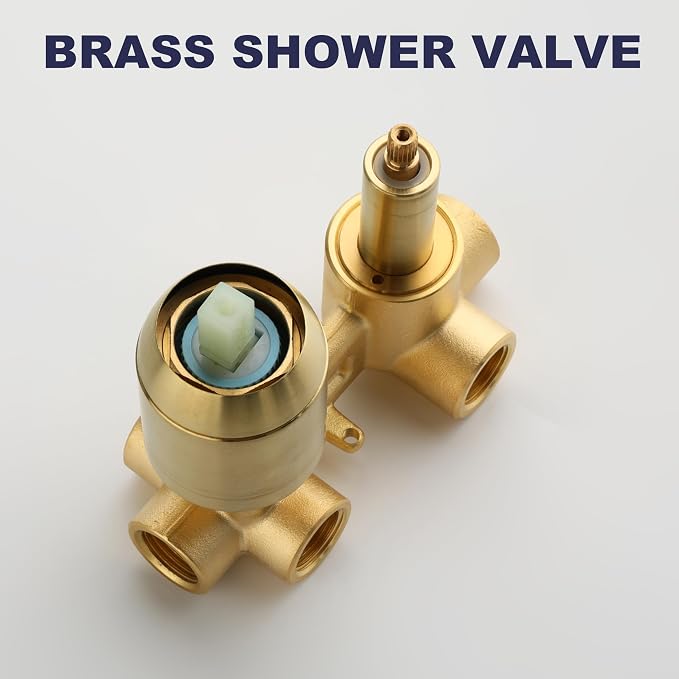 Shower System with Tub Spout, Gold Bathtub Shower Faucet Set, 8" Rain Shower Head and Handheld Spray Combo, Round Shower Head and Handle Set with Tub Spout (Valve Included), Brushed Gold - Image 8