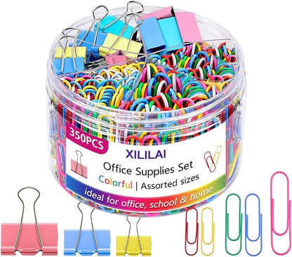 350PCS Binder Clips, Paper Clips, Large Binder Clips Assorted Sizes Set by XILILAI
