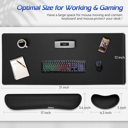 Gimars 4 in 1 Mouse Pad and Keyboard Wrist Rest Set, Large Mouse Pad - Image 3