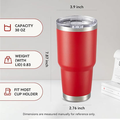30 oz Tumbler with Lid Stainless Steel Tumblers Bulk Vacuum Insulated Cup Reusable Powder Coated Travel Mug Double Wall Leak Proof Cups Keep Cold Drinks for 12 Hours Red, Set of 12 - Image 5