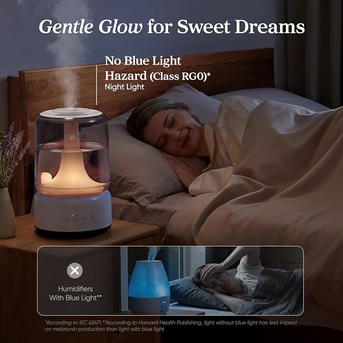 LEVOIT Humidifiers for Bedroom, 4.2L Top Fill for Large Room with 42H Runtime, Dishwasher Safe Design Easy to Clean, 21dB Quiet Cool Mist for Baby, Plants, Night Light, Essential Oil Diffuser, White - Image 6