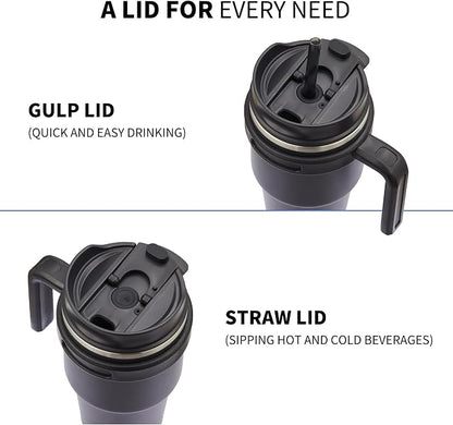 ALOUFEA 20 oz Insulated Coffee Mug Tumbler with Handle, Stainless Steel Travel Mug Tumbler with Lid and Straw,Double Wall Vacuum Leak Proof Ice Coffee Thermal Cup, Sky Blue - Image 2