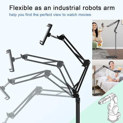 Tablet Floor Stand with 6LB Weight, Overhead Bed phone Stand Angle Height - Image 4