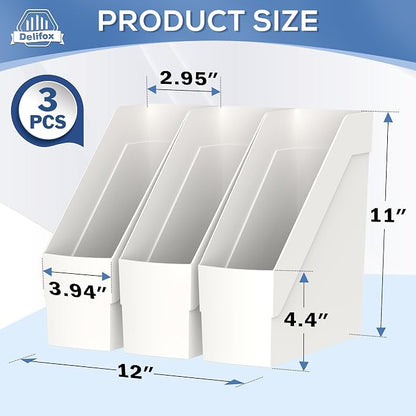 Delifox 3 Pack Magazine Rack, Plastic File Folder Bin Desk Organizer - Image 2