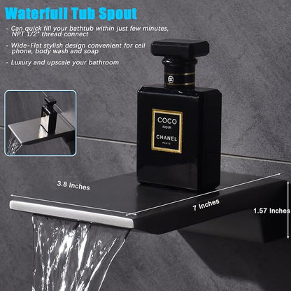 Shower System with Tub Spout 10 Inch Overhead Shower 4 Setting Handheld Spray Rough In Pressure Balance Valve Body with Trim Kit Wall Mounted Rainfall Bathtub Shower Faucet Set (Brushed Nickel) - Image 6