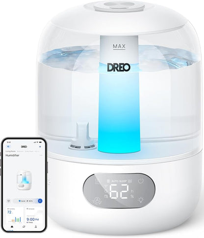 DREO Humidifiers for Bedroom, Cool Mist Ultrasonic Humidifier with 26dB Quiet & RGB Lighting, Top Fill 3L Tank, Easy Clean, 30 Hr Runtime for Home, Baby, Plant, Nursery, Work with Google/Alexa by DREO