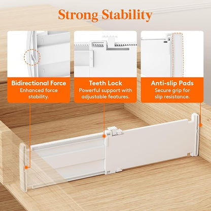 Lifewit 5 Pack Drawer Dividers for Clothes, Adjustable White Plastic Separators - Image 4