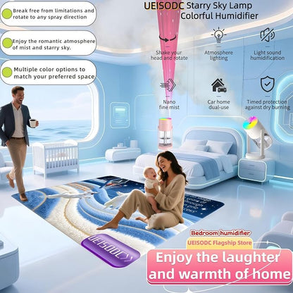 UEISODC bedroom humidifier, desktop USB humidifier, car air freshener, relieves tight skin, cough, nasal congestion, allergies and dry air，With automatic shutdown, silent operation - Image 3