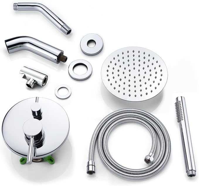 sumerain Rain Shower System with Tub Spout, Tub Shower Faucet Set with 8 inches Shower Head and Hand Shower, Valve Included Chrome - Image 7