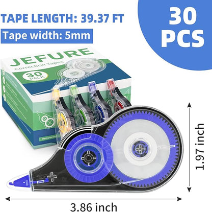 30 Pcs Colorful Correction Tape, 39.4 Ft White Wrong Out Tear-Resistant Bulk - Image 2
