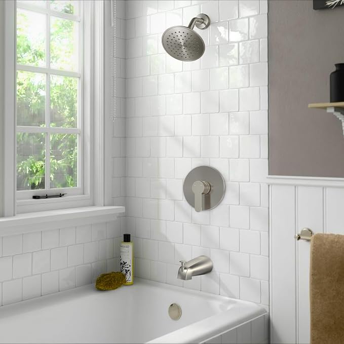 Tub Shower Faucet Set with Valve, WRISIN Shower Faucets Sets Complete Brushed Nickel with 6 Inch High-Pressure Rian Showerhead - Image 2