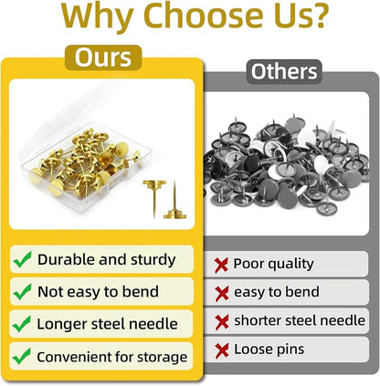 Gold Push Pins, 30 Pack Decorative Metal Thumb Tacks - Image 7