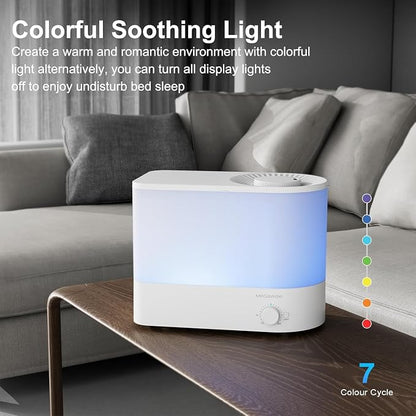 MEGAWISE 2025 Humidifier, 6L Large Capacity, 50H Runtime, Enjoy ultra-quiet, cool mist for your bedroom, nursery, or indoor plants. Top-fill design for effortless convenience (White) - Image 6