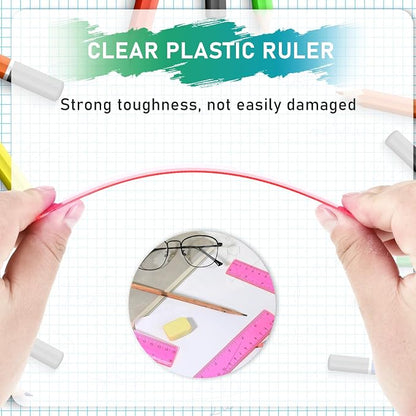 Ruler 6 Inch, 3 Pack Ruler Set Plastic Straight Ruler Transparent Measuring - Image 5
