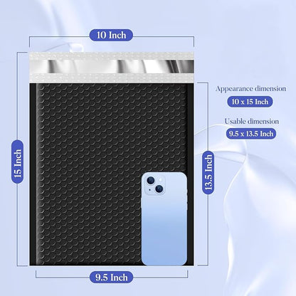 Fuxury Bubble Mailers 9.5x14.5" 250 Pack Black Large Padded Envelopes Usable - Image 2