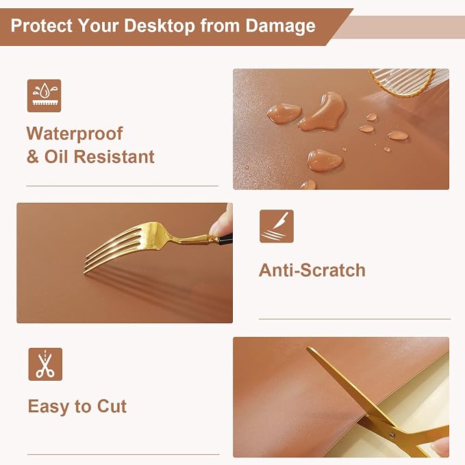 OstepDecor Brown Table Cover Protector 36 x 72 Inch, 1.5mm Thick Plastic Table - Image 6