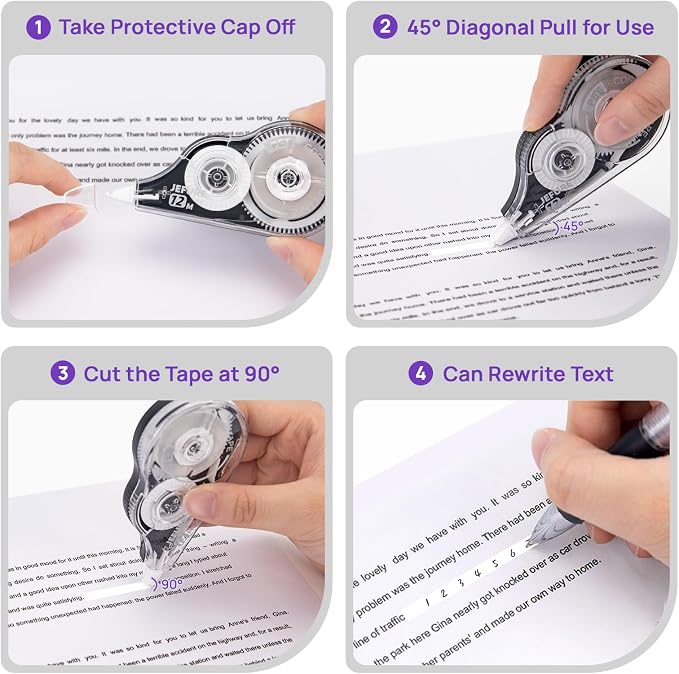 12 Pcs Correction Tape, 39.37 Ft White Wrong Out Tear-Resistant Bulk, Instant - Image 4