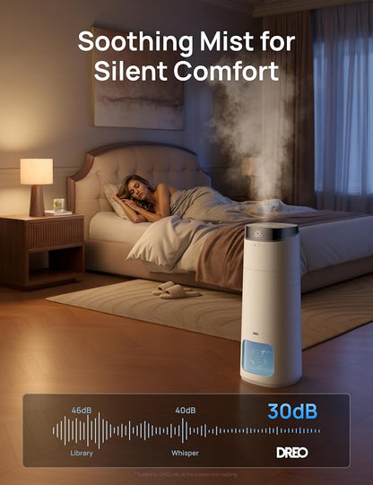 DREO 16L Smart Humidifier Large Room 1000 ft², 130H Cool Mist Air Humidifiers for Bedroom Plants Baby, Top Fill, Remote/Touch/Voice & APP Control, Clean Tank Technology, 30dB, RGB Light, HM755S White - Image 6