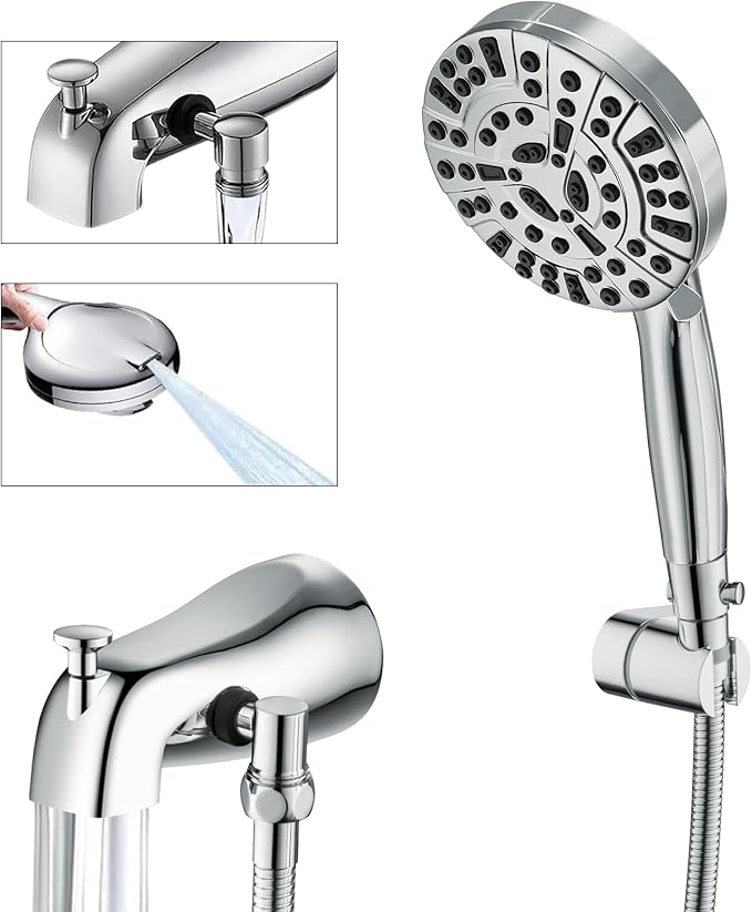 Tub Spout with Diverter, Chrome High Pressure 10 Mode Handheld Shower Sprayer, Bathtub Faucet with Sprayer by SUBEIXIFocusonQualityandService