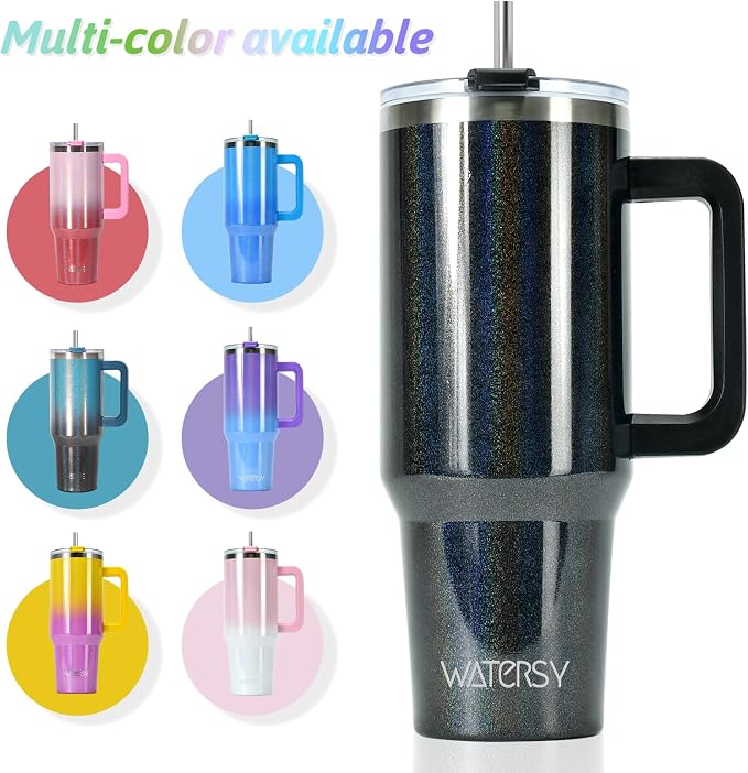 30 oz Shiny Tumbler with Handle and Straw,Stainless Steel Tumbler with Lid and Straw,Insulated Travel Mug(Cold for 34 Hours),Water Bottle for Iced Tea,Coffee (Black) - Image 6