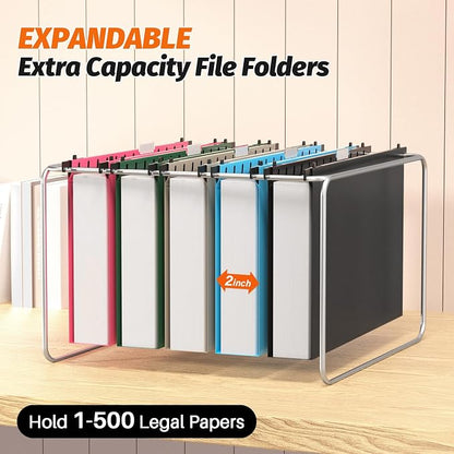 SHUTEX Extra Capacity Legal Size Plastic Hanging File Folders, 12 Pack - Image 3