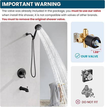 gotonovo Bathroom Shower Head Kit High Pressure Combo System Shower Faucet 6 Modes ABS Handheld Spray Shower Trim Kit Valve Included Shower Head and Handle Set Oil Rubbed Bronze - Image 2