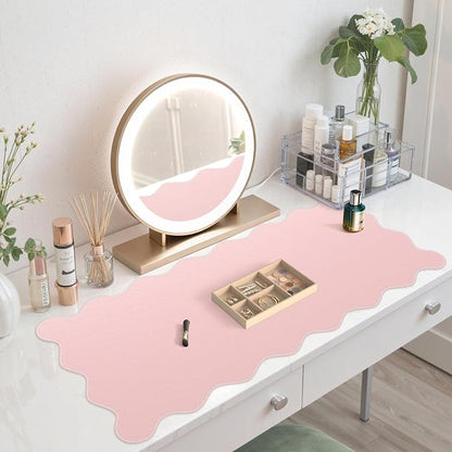 iCasso Pink Leather Desk Mat, Extra Large Scalloped Mouse Pad - Image 9