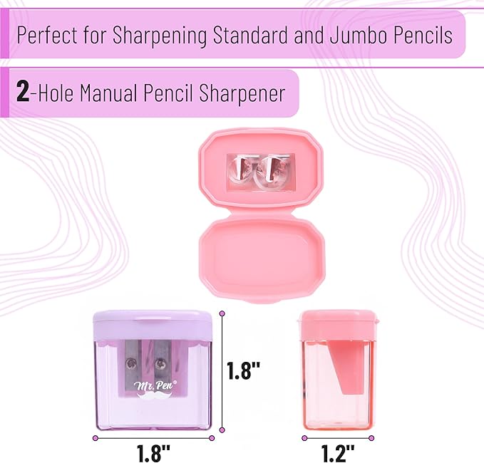Mr. Pen- Manual Pencil Sharpener, 4 Pack, Dual Holes | Compatible - Image 3