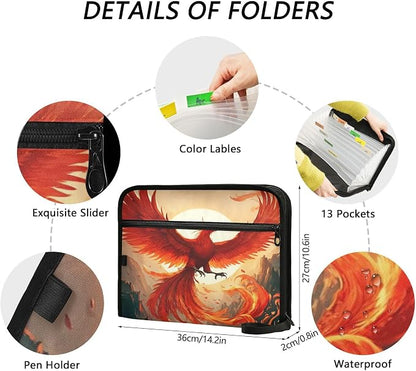 Beautiful Phoenix Accordion File Organizer Expanding Document Folder - Image 3