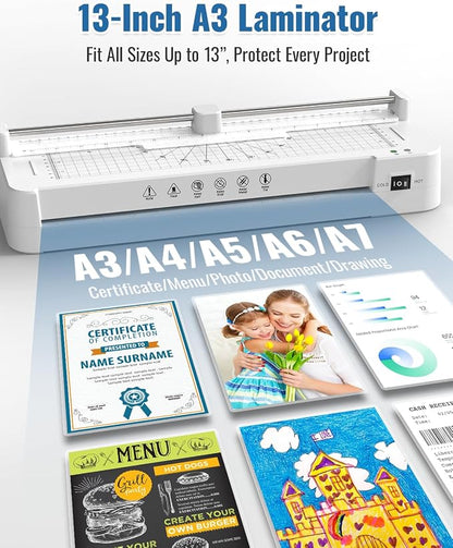 13 Inch Laminator Machine with Sheets 50pcs, Paper Trimmer Corner Rounder Scale - Image 7
