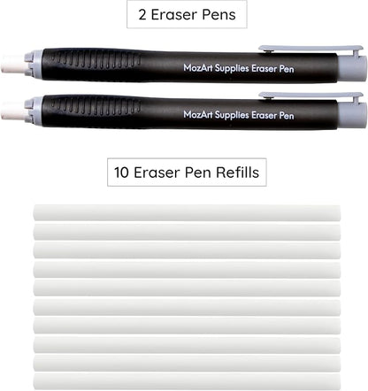 MozArt Eraser Pen Set 2 Pens + 10 Jumbo Refills - Image 2