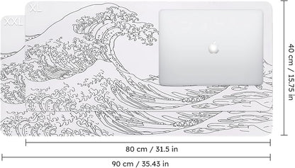 iCasso White Mouse Pad, Extended Gaming Mouse Pad, Large Stable Rubber Base - Image 2
