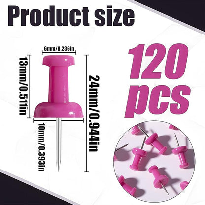 VAPKER Push Pins Tacks 120Pcs Solid Hot Pink Thumb Tacks Larger Size Pin Map - Image 2