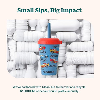 REDUCE GoGo's Kids Portable Tumbler Cups with Lids and Spill-Proof Straws - 5 Pack of Stackable 12 oz Tumblers with Twist-On Lids - Easy Storage, Dishwasher Safe - New Explorer - Image 7
