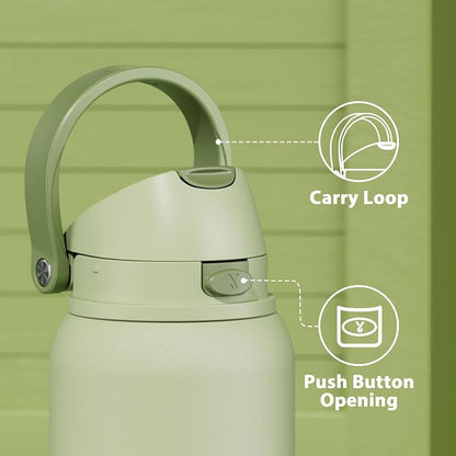 40 oz Insulated Water Bottle with Straw: Meoky Stainless Steel Metal Water Bottle with 2-in-1 Lid - Leak Proof, Cold for 24 Hours, Protective Silicone Base, BPA-Free for Sports Gym, Sage - Image 6