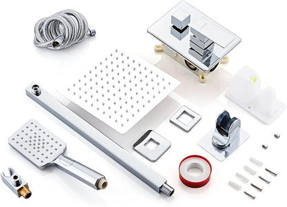 Shower System, Shower Faucet Set Complete Square Rain Shower Combo Set with 8 inch Rainfall Shower Head System Bathroom Wall Mounted 3-Setting Handheld Shower,Chrome - Image 6