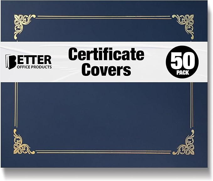 50 Pack Certificate Holders, Diploma Holders, Document Covers by BetterOfficeProducts