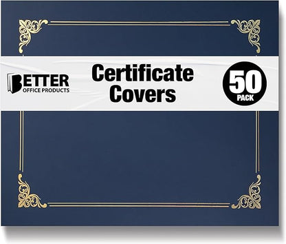 50 Pack Certificate Holders, Diploma Holders, Document Covers by BetterOfficeProducts