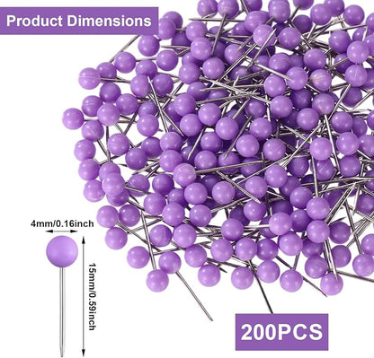 XIHIRCD 200pcs Map Push Pins, Map Tacks Round Head Pins Small Thumb Tacks - Image 2
