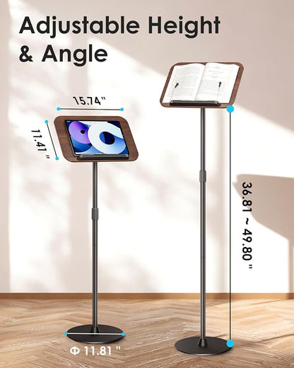 Viozon Floor Book Stand, Height Adjustable Reading Stand, 180° Tilt Desktop - Image 3