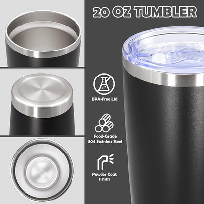 20oz Tumbler Bulk Stainless Steel Tumbler Cup with Lid Vacuum Insulated Double Wall Travel Mug, Durable Powder Coated Travel Coffee Tumbler Mug for Hot & Cold Drinks, Black,12 Pack - Image 3