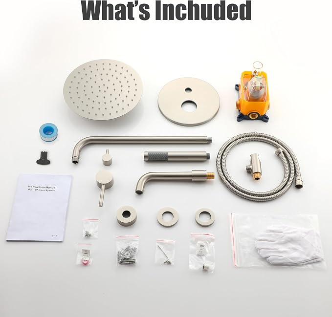 MONDAWE Round Shower Faucet Set with Tub Spout, Wall Mounted Shower System 10 Inch Rainfall Shower Head with Handheld Combo, Brushed Nickle High Pressure Shower Faucets Sets Complete - Image 7