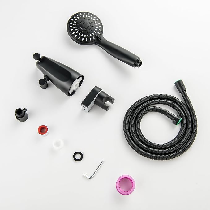 Tub Spout with Diverter Matte Black, 5 Settings Metal Bathtub Faucet with Sprayer High Pressure Bath Tub Faucet Set - Image 8