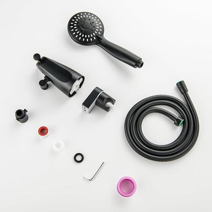 Tub Spout with Diverter Matte Black, 5 Settings Metal Bathtub Faucet with Sprayer High Pressure Bath Tub Faucet Set - Image 8
