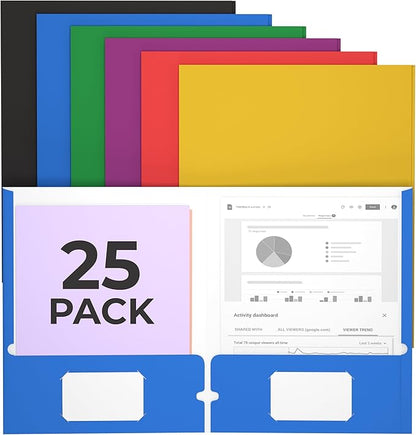 Folders with Pockets 2 Pocket Folders Bulk, Holds 100 Sheets Assorted Colors by VEEBOOST