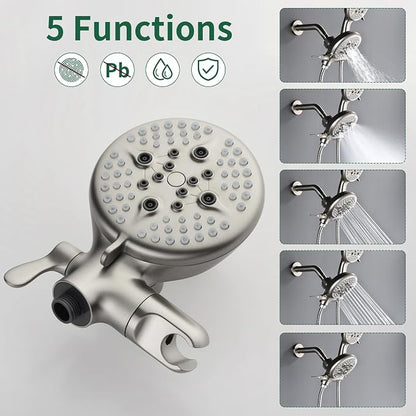 L829-2 Brushed Nickel Shower Faucet Set - Complete Dual Shower Head & Handheld Combo, Tub Spout & Trim Kit - Image 6