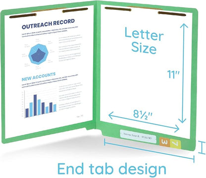 100 Green End Tab Fastener File Folders - Image 2